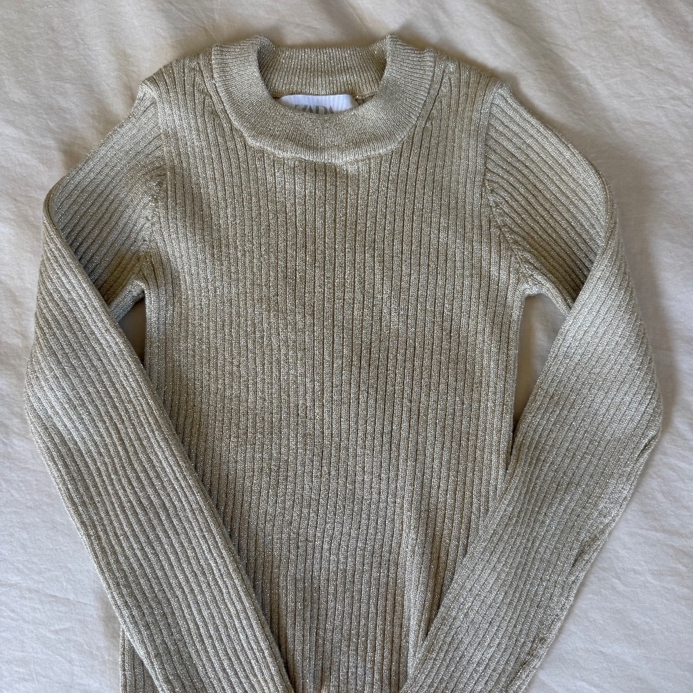 Girls Zara fitted Gold Long sleeve top